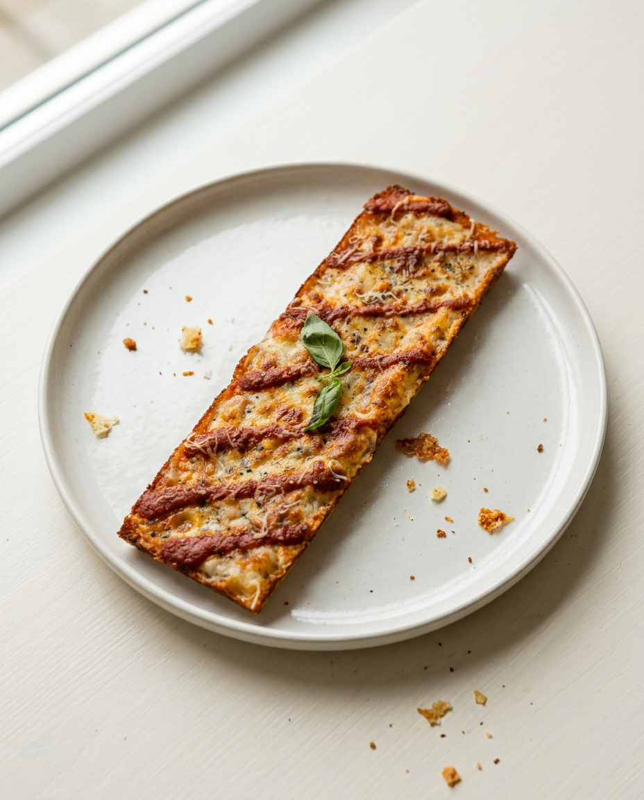 A Fricos Detroit-style pizza slice photographed in natural studio light